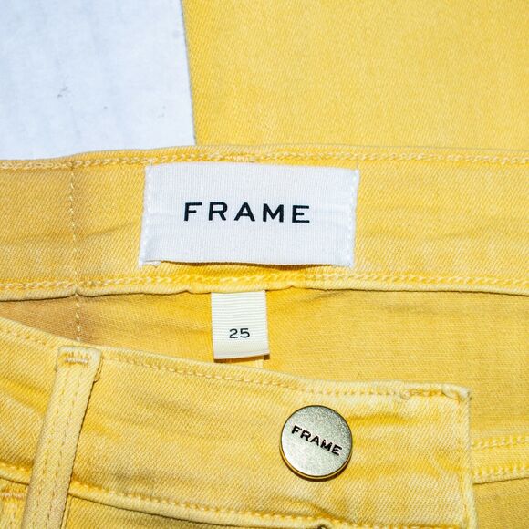 FRAME Denim Le High Skinny Jeans in Citrine Yellow Women's Size 25 - Picture 6 of 10